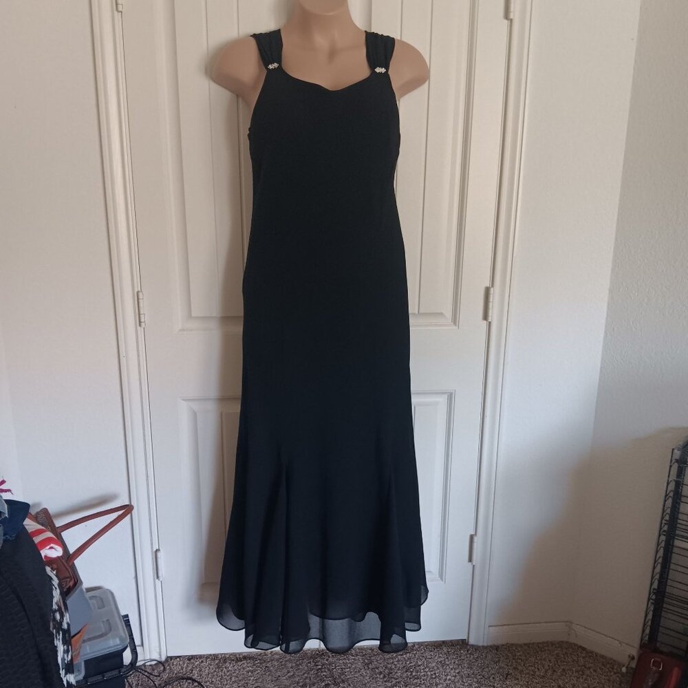 Onyx Nite By Wendye Chaitin Black Formal Evening Gown With Rhinestone Accents Si
